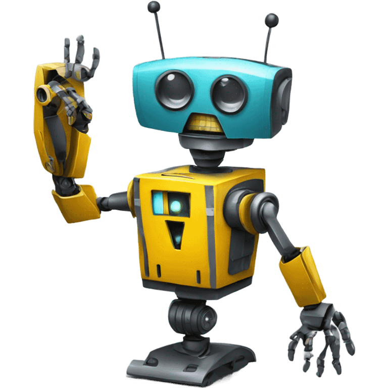 robot holding a movie claptrap emoji