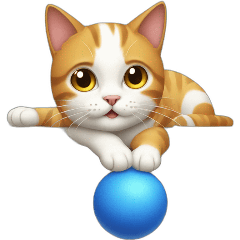 cat under table playing with a ball emoji