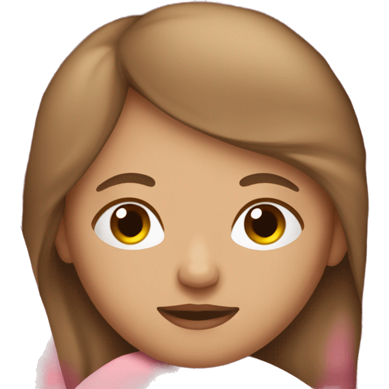 light brown hair girl sleeping with pink blanket emoji