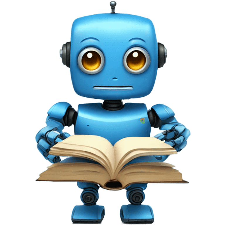 cute robot holds a blue book emoji