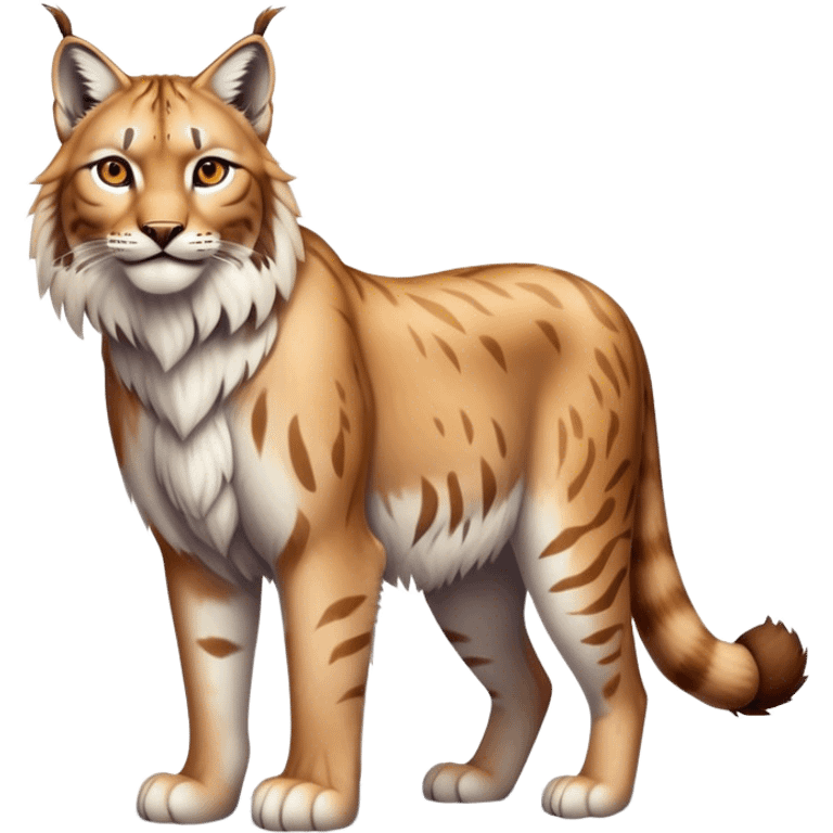 Lynx, full body in the style of the apple tiger and lion, realistic, friendly, snow emoji