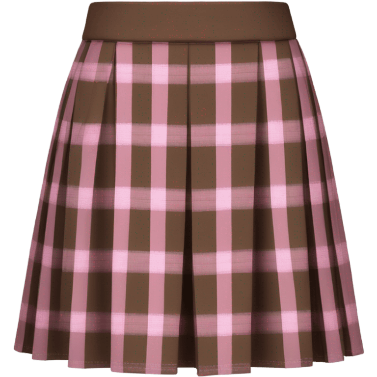 Brown and pink tartan pleated mini skirt, isolated emoji