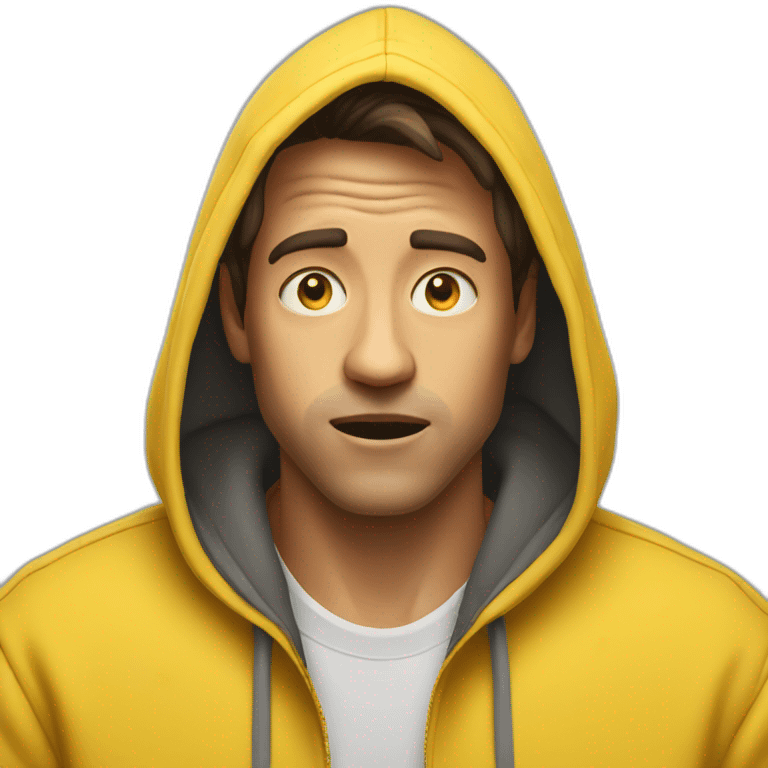 guy in a yellow hoodie is shocked emoji