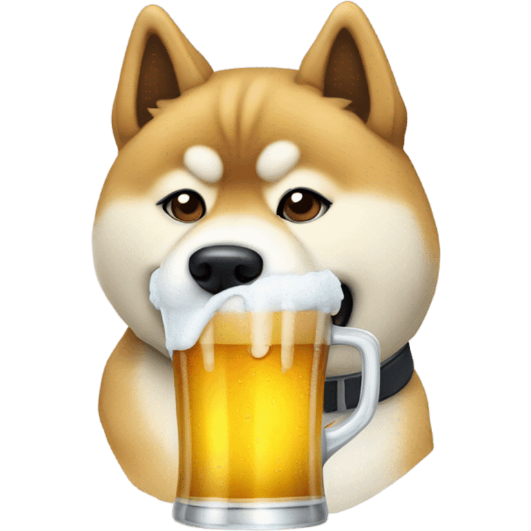 Akita Inu dog drinking beer emoji