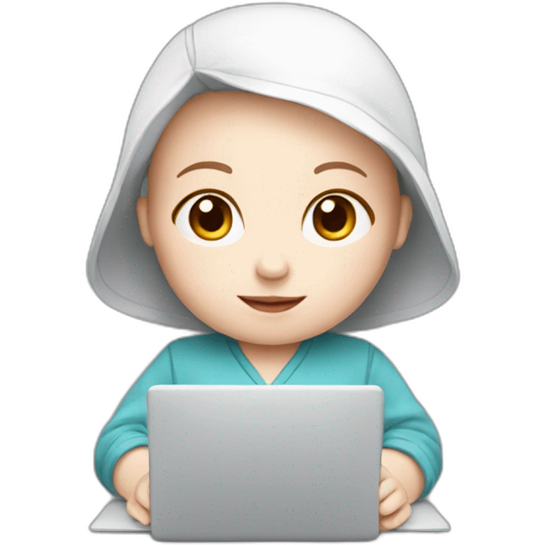 Newborn with pale skin working on laptop emoji