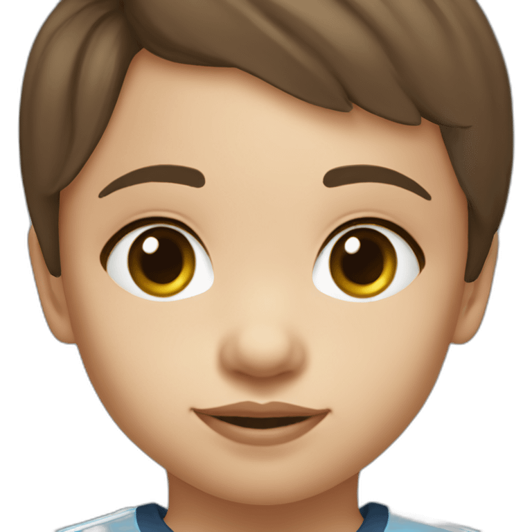 2 year old girl with short brown hair and eyes wearing Manchester City football shirt emoji