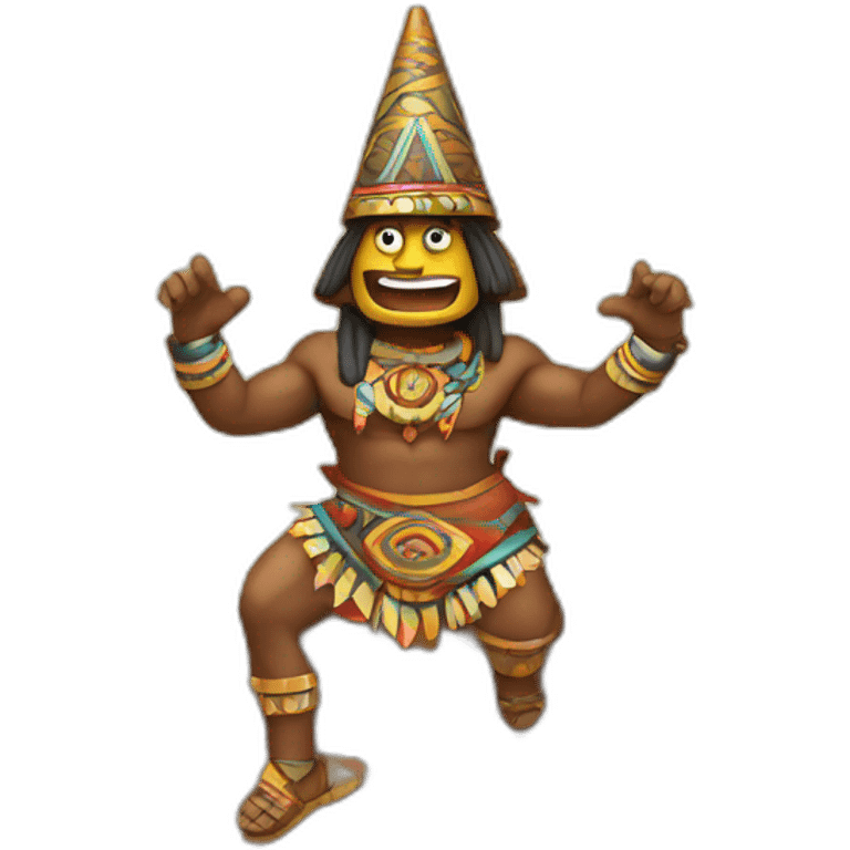 Aztec sorcerer dancing on a pyramid emoji