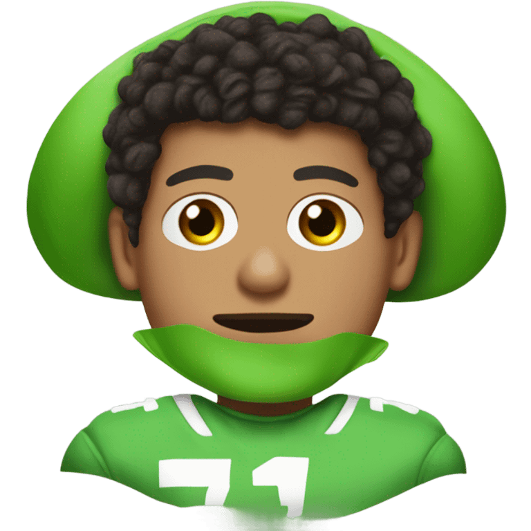 Patrick Mahomes dressed as Kermit the frog emoji