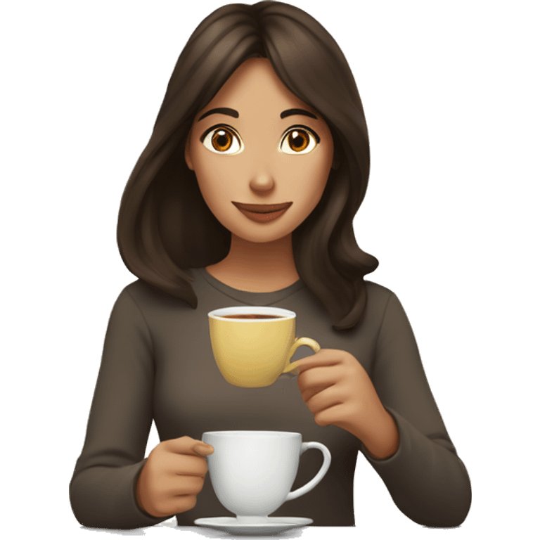 Brunette Girl sipping tea emoji