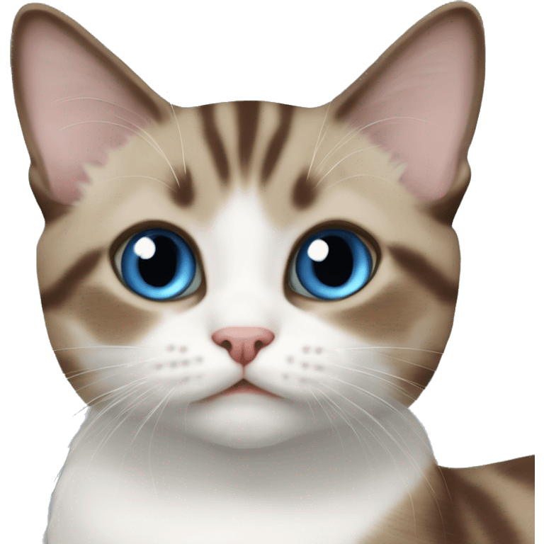 brown white tabby blue-eyed munchkin cat emoji