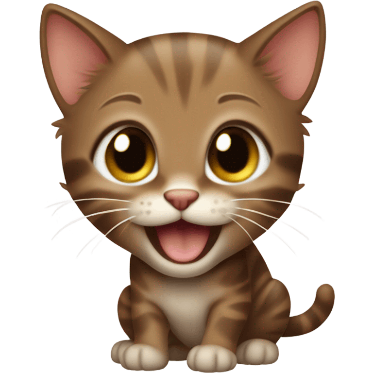 brown laughing kitten emoji