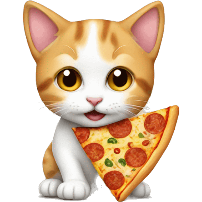 Kitten with pizza emoji