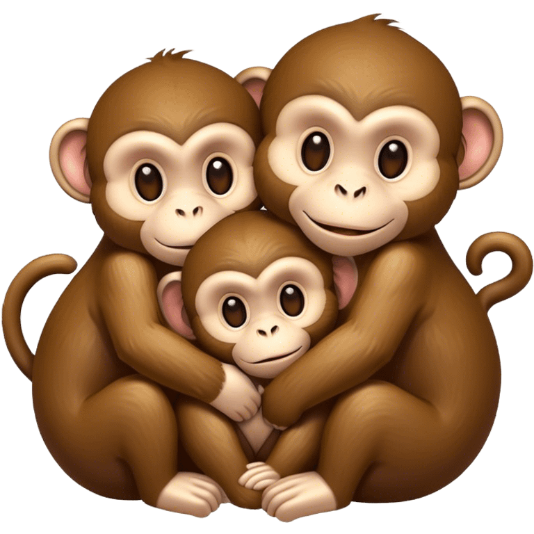 Three monkeys hugging  emoji