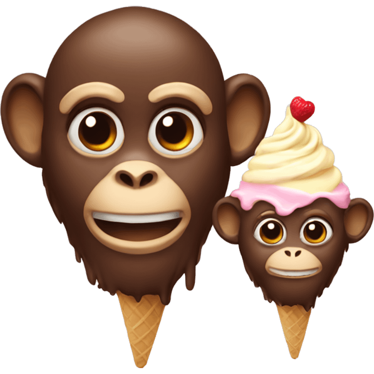 Two monkeys together with ice cream  emoji