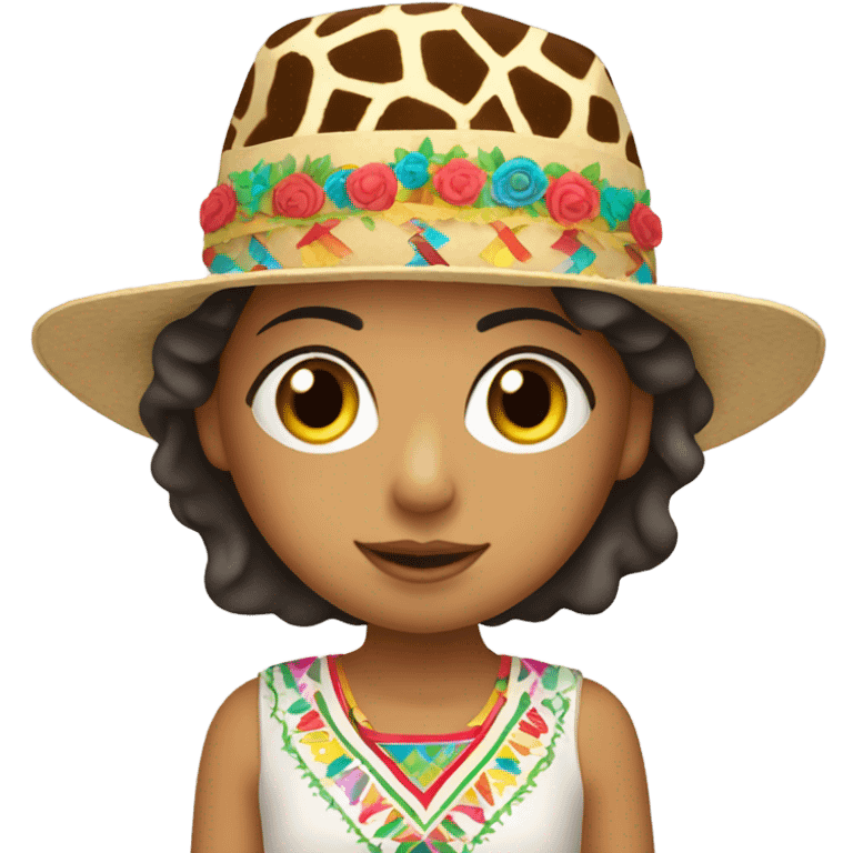 A Mexican girl with a giraffe costume ￼￼ emoji