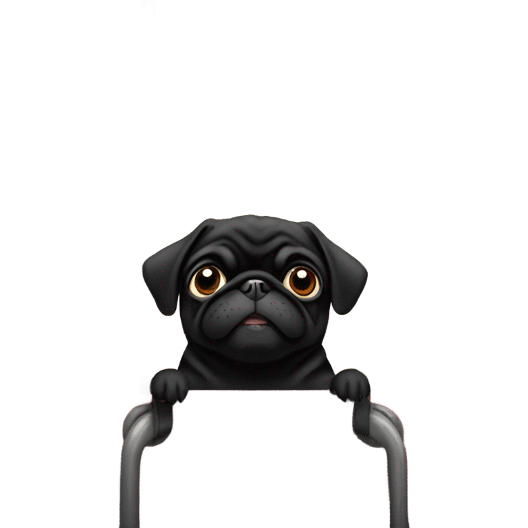 Black pug in a San Francisco cable car emoji