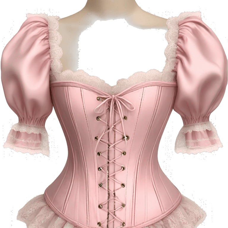 vintage rococo light pink corset with lace and frills and sleeves  emoji