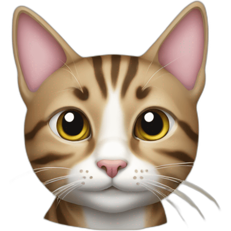 A tabby cat holding a small tuna fish emoji