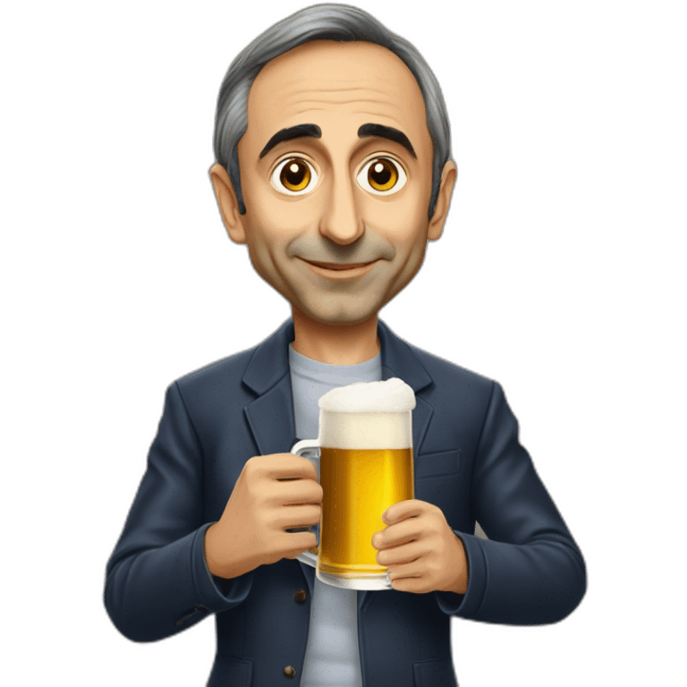 Éric zemmour avec une bière emoji