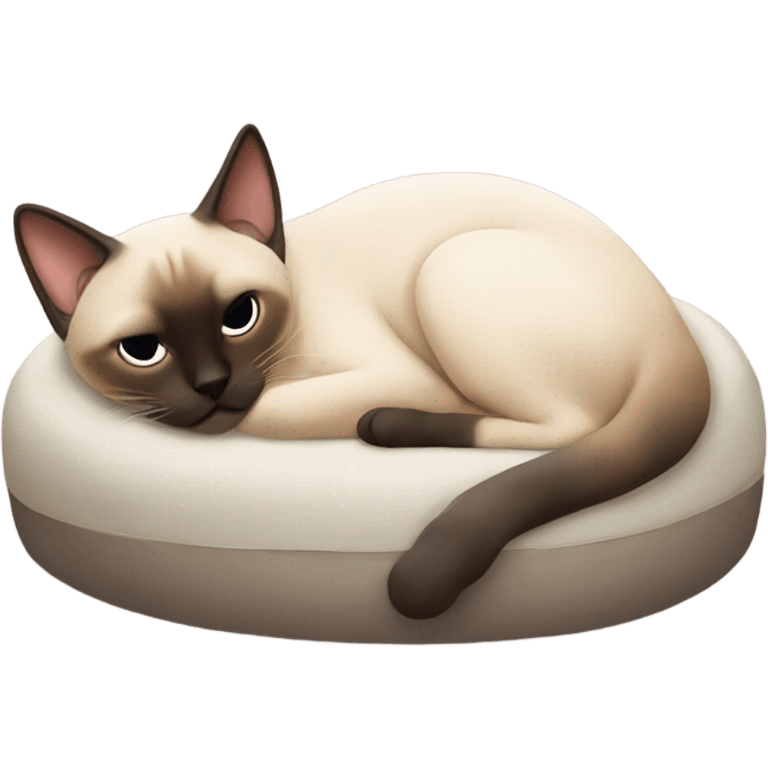 sleepy siamese cat on bed emoji