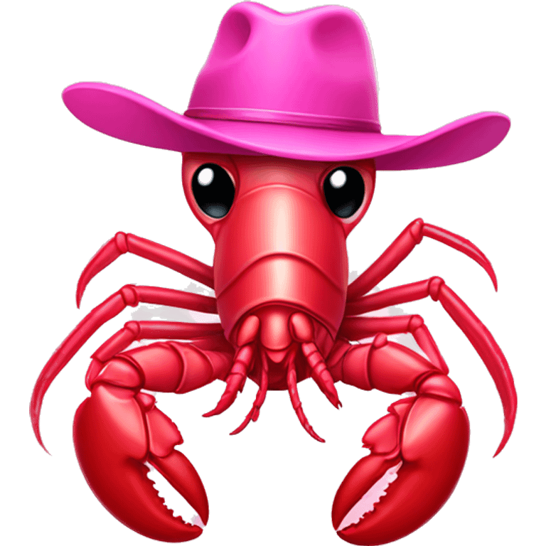 Pink lobster with pink cowboy hat  emoji