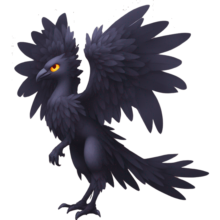 Fantasy legendary godly dark bird shadow-type-Phoenix Fakemon full body emoji