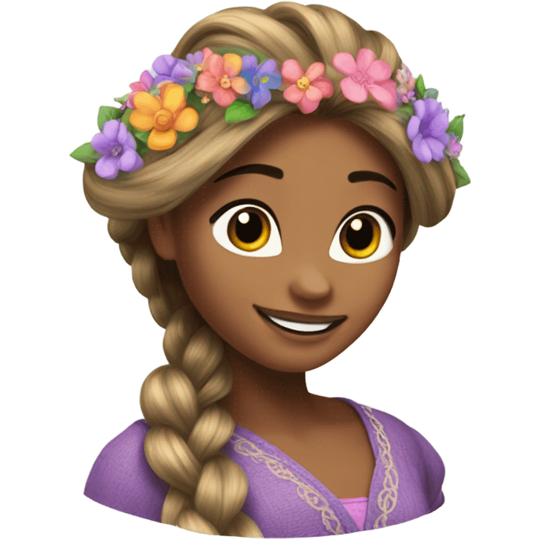 Rapunzel tangled flowers in braid realistic pretty emoji