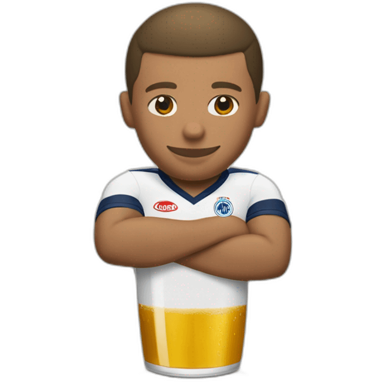 mbappe qui boit une biere avec le maillot de lanton emoji