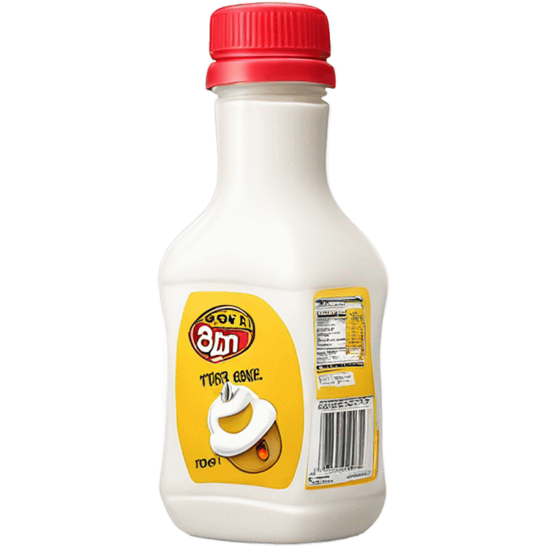 white Squeeze Sauce Bottle but thinner bottle gotta have cap and now the same picture but upside down like if it’s about to pour white sauce but it’s not  emoji