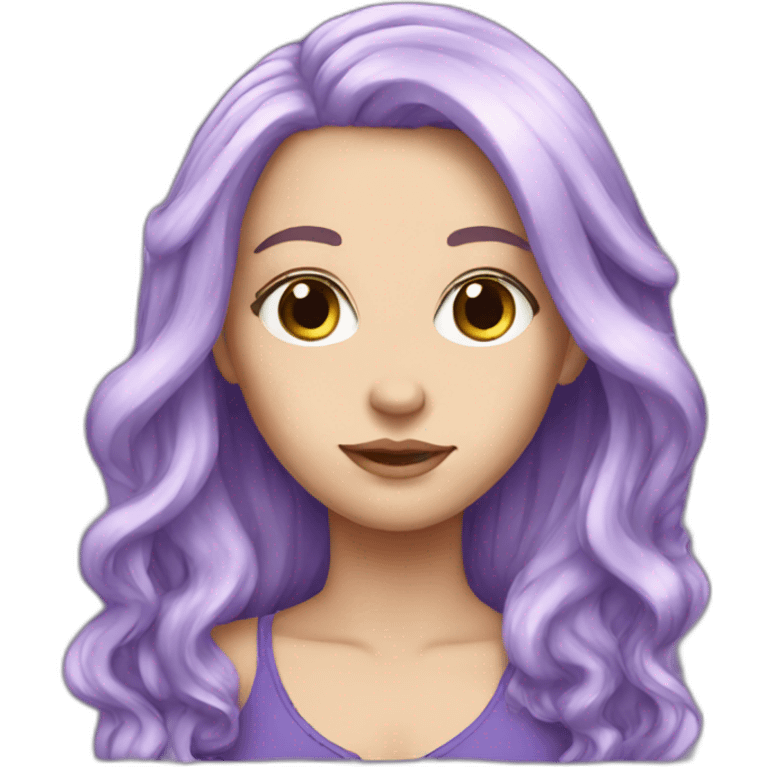 White Girl long purple hair emoji