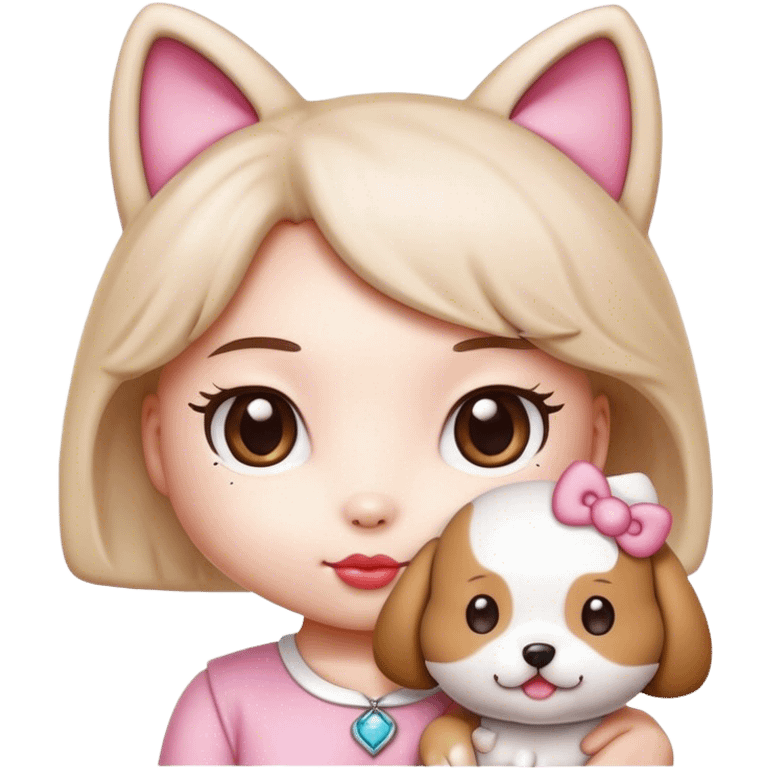 Hello Kitty with dog emoji