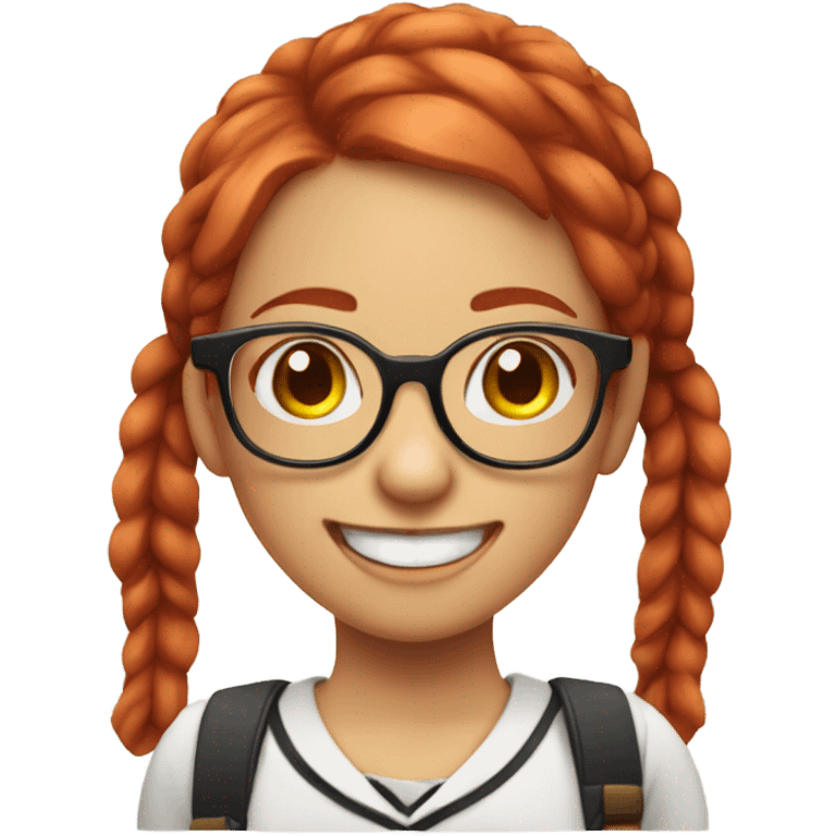 Nerd girl with glasses and buck teeth braces red hair and pigtails emoji