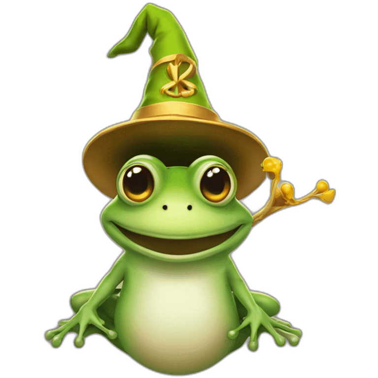 Frog head wizard peace sign emoji