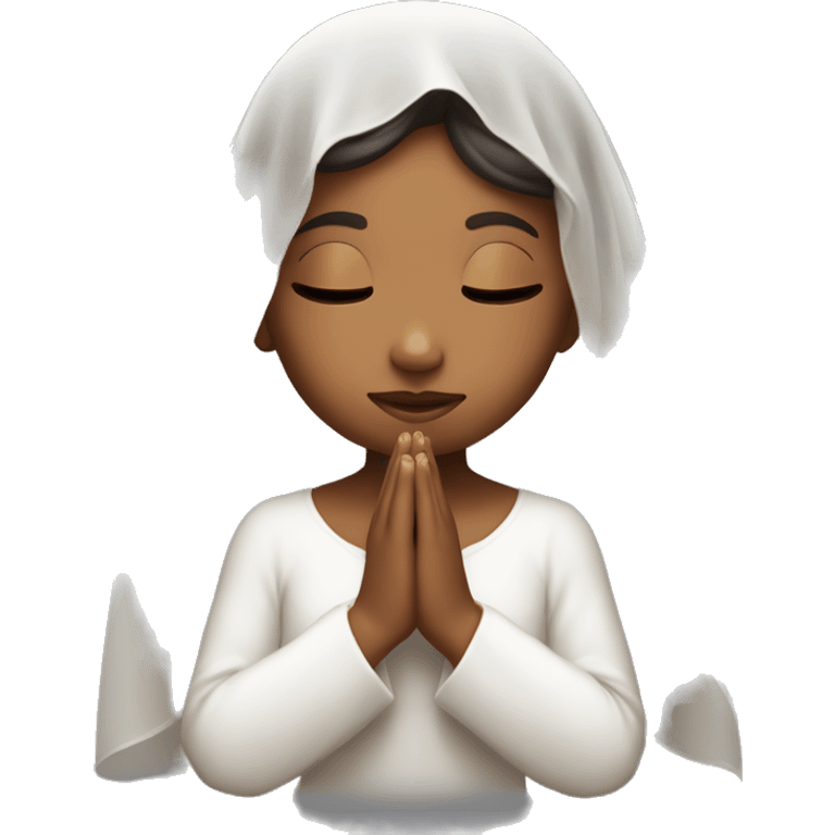 Caramel skin Girl praying for with white veil  emoji