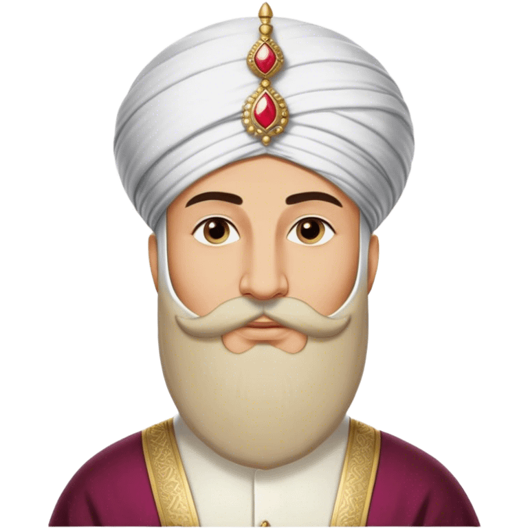 ​Cinematic Realistic Portrait of Suleiman the Magnificent, depicted as a regal Ottoman sultan adorned with a large, white, round, tall turban and a majesti beard, his commanding gaze bathed in warm, historic lighting that exudes timeless authority and grandeur, emoji