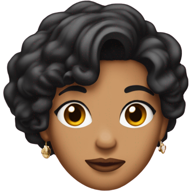 Tanned woman with black hair dressed in 1990s r&b hair, makeup, and attire  emoji