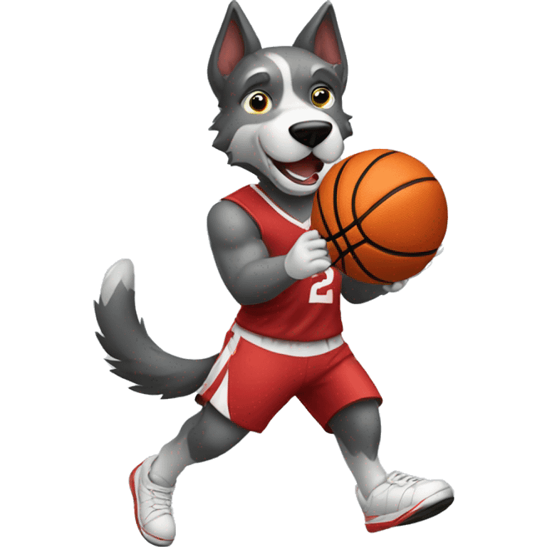 Perro lobo jugando basquetbol  emoji