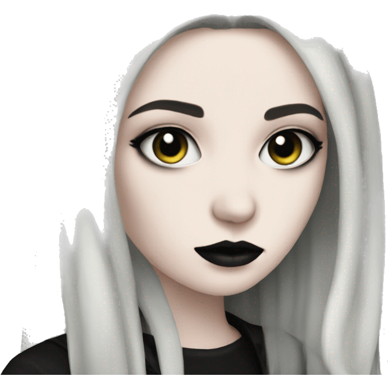 pale skin goth girl black hair emoji