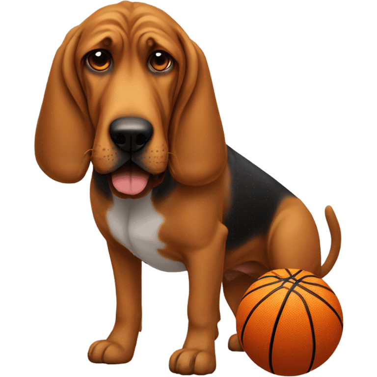 A bloodhound dog with a basketball head. emoji