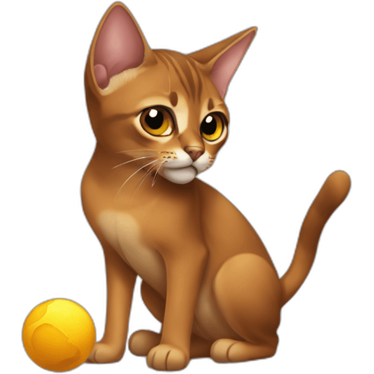 Abyssinian cat play with a small fur ball emoji