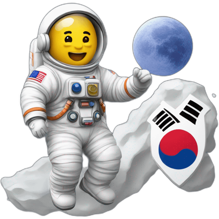 astronaut-on-a-moon-with-republic-of-korea-badge emoji