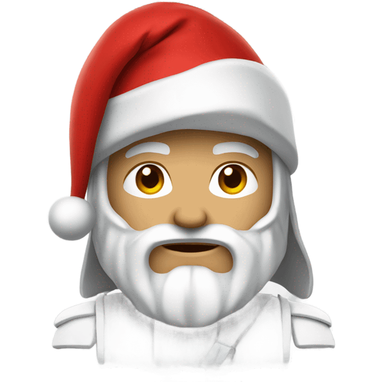 white spartan male wearing red santa hat emoji