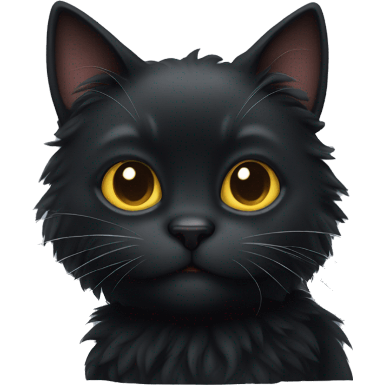 fluffy black cat emoji