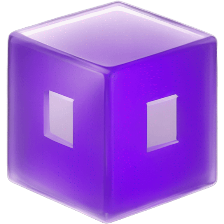 two purple cubes inside another glass cube isometric view emoji