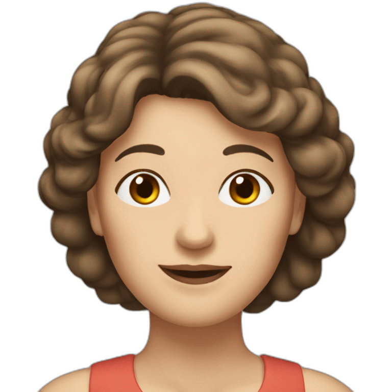 woman in her fifties with brown hair reaching to the shoulder emoji