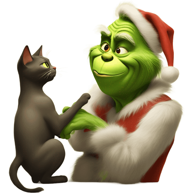 the grinch petting a cat emoji