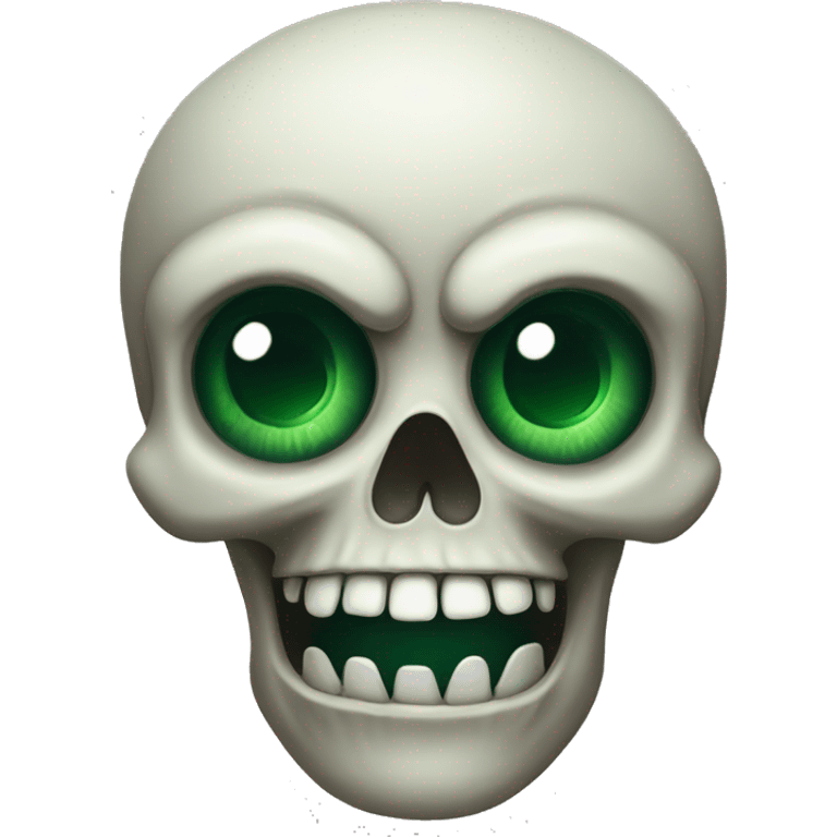 scary looking skull with big green eyes  emoji