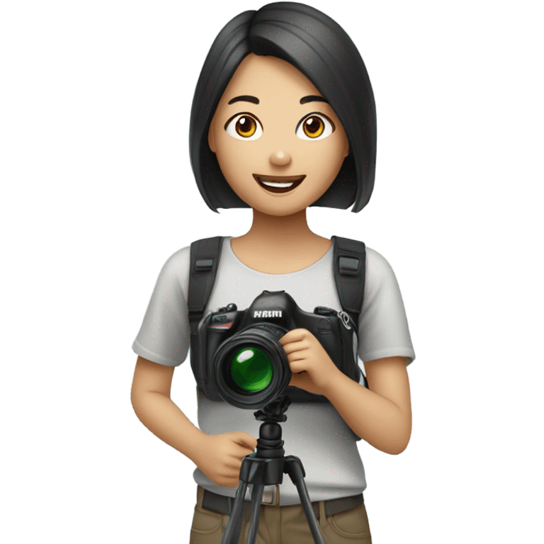 asian girl with video camera emoji