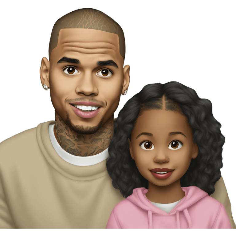 Photo Realistic Chris Brown with daughter Royalty, son aeko emoji