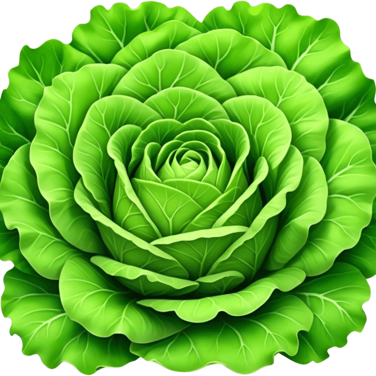 Cinematic crisp green lettuce, fresh and leafy, slightly curled edges, detailed textures, vibrant and refreshing, ultra-realistic and inviting. emoji